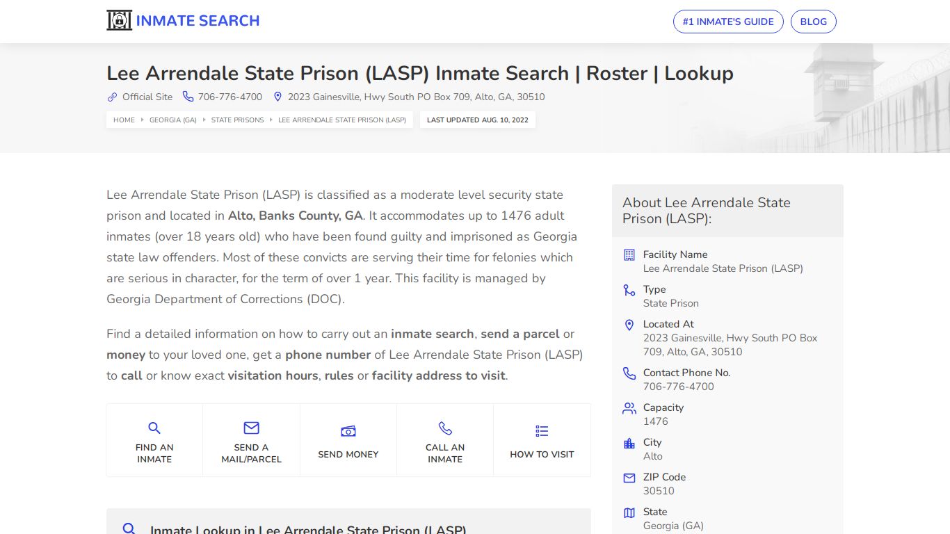 Lee Arrendale State Prison (LASP) Inmate Search | Roster ...